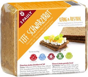 Bild von GF Teff Schwarzbrot, 500 g, 3 Pauly